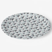 Weißes und graues Pixelated Muster Pappteller (Schrägansicht)