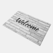 Weißes und graues rustikales fußmatte (Schrägansicht)