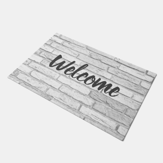 Weißes und graues rustikales fußmatte (Schrägansicht)