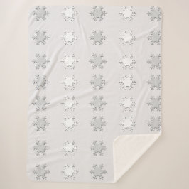 Weißes und graues Schneeflocken Sherpa Blanket Sherpadecke