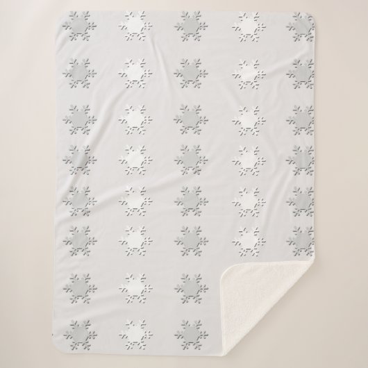 Weißes und graues Schneeflocken Sherpa Blanket Sherpadecke (Vorderseite)
