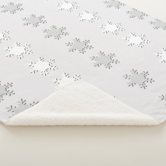 Weißes und graues Schneeflocken Sherpa Blanket Sherpadecke (3/4)
