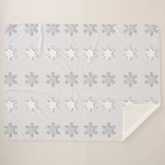Weißes und graues Schneeflocken Sherpa Blanket Sherpadecke (Vorderseite (Horizontal))