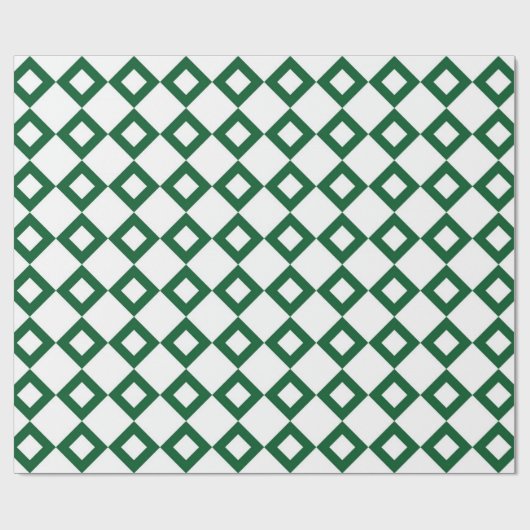 Weißes und grünes Diamantmuster Geschenkpapier (Flach)