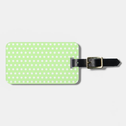 Weißes und grünes Tupfen-Muster. Spotty. Gepäckanhänger (Vorderseite horizontal)