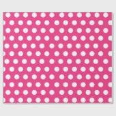 Weißes und heißrosa Medium Polka-Dot-Wrapping-Papi Geschenkpapier (Flach)