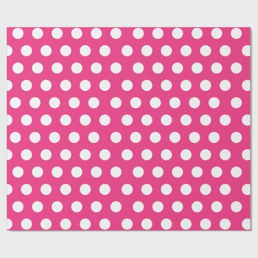 Weißes und heißrosa Medium Polka-Dot-Wrapping-Papi Geschenkpapier (Flach)