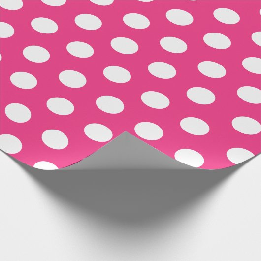 Weißes und heißrosa Medium Polka-Dot-Wrapping-Papi Geschenkpapier (Ecke)
