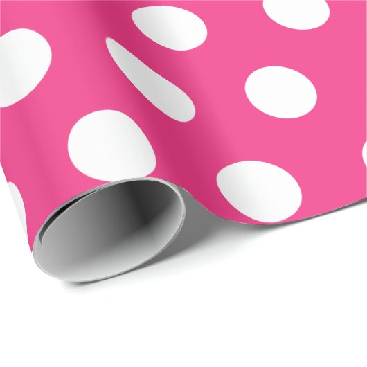 Weißes und heißrosa Medium Polka-Dot-Wrapping-Papi Geschenkpapier (Rolleneckpunkt)