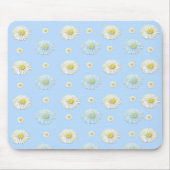 Weißes und hellblaues Muster mit Gänseblümchen Mousepad (Vorne)