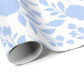 Weißes und helles blaues Blumenpapier Geschenkpapier (Rolleneckpunkt)