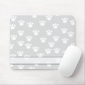 Weißes und hellgraues Tatzen-Druck-Muster Mousepad (Mit Mouse)