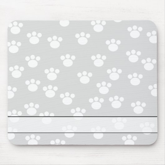 Weißes und hellgraues Tatzen-Druck-Muster Mousepad (Vorne)