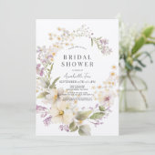 Weißes und Lila Brautparty Einladung (Stehend Vorderseite)