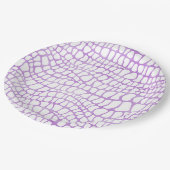 Weißes und Lila Krokodil-Skin-Muster Pappteller (Schrägansicht)