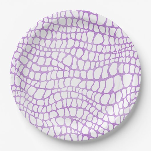 Weißes und Lila Krokodil-Skin-Muster Pappteller (Vorderseite)