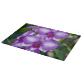 Weißes und lila Orchideenglas Schneidebrett (Ecke)