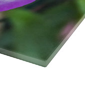 Weißes und lila Orchideenglas Schneidebrett (Ecke)