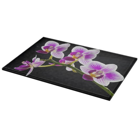Weißes und lila Orchideenspanbrett Schneidebrett (Ecke)