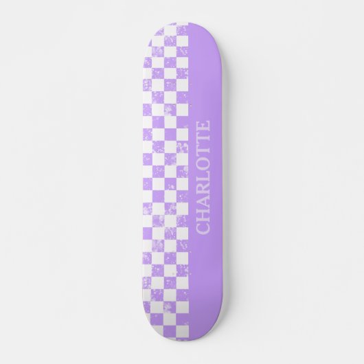 Weißes und Lilac-Scheckrockner Skateboard (Vorne)
