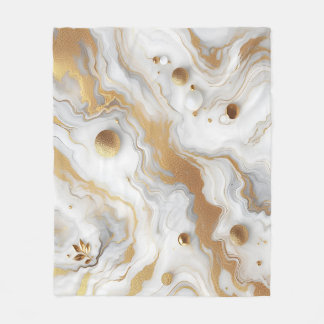 Weißes und mattes goldfarbenes Marmordesign Fleecedecke