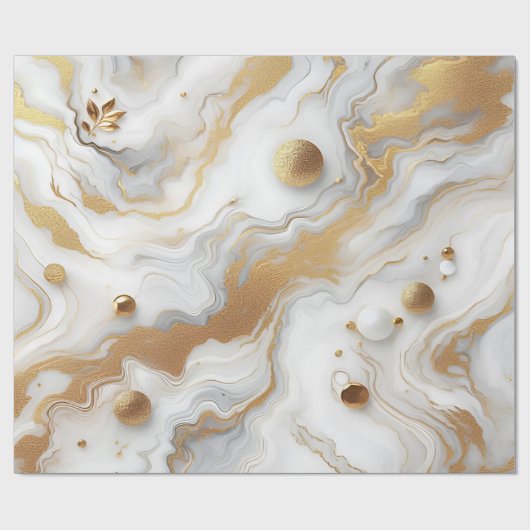 Weißes und mattes goldfarbenes Marmordesign Geschenkpapier (Flach)