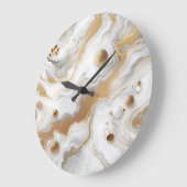 Weißes und mattes goldfarbenes Marmordesign Große Wanduhr (Winkel)