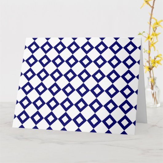 Weißes und Navy-Diamant-Muster Karte (Gelbe Blume)