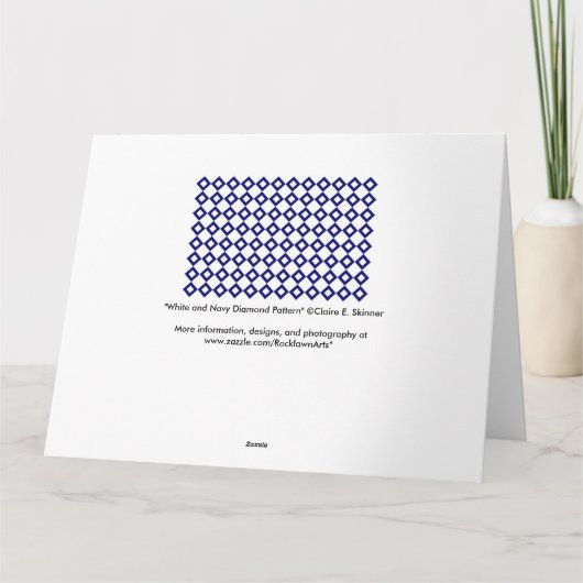 Weißes und Navy-Diamant-Muster Karte (Rückseite)