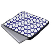 Weißes und Navy-Diamant-Muster Laptopschutzhülle (Vorne Knopf)