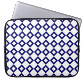Weißes und Navy-Diamant-Muster Laptopschutzhülle (Vorderseite)
