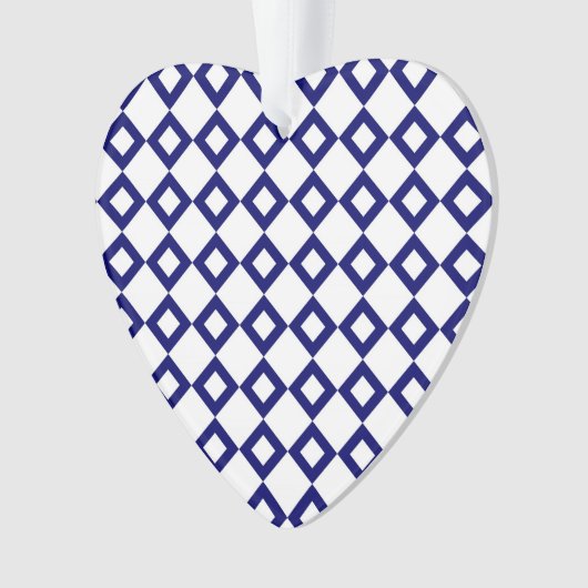 Weißes und Navy-Diamant-Muster Ornament (Vorderseite)