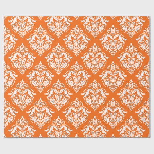 Weißes und orangefarbenes Damaskus-Tissue Paper Geschenkpapier (Flach)