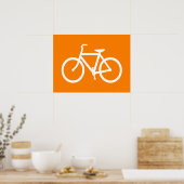 Weißes und oranges Fahrrad Poster (Küche)