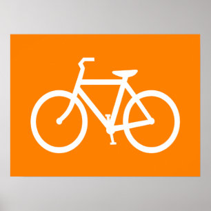Weißes und oranges Fahrrad Poster