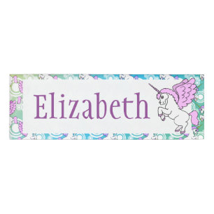 Weißes und rosa Einhorn Namenschild