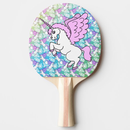 Weißes und rosa Einhorn Tischtennis Schläger (Vorderseite)