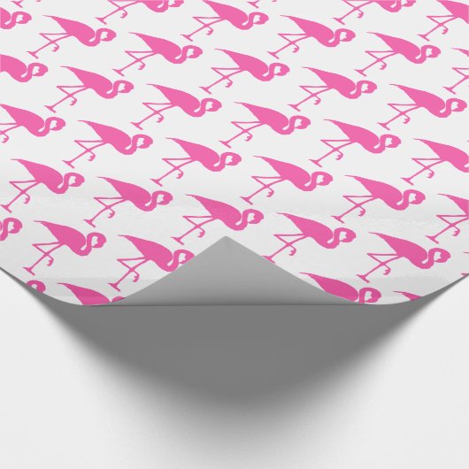 Weißes und rosa Flamingo Wrapping Paper Geschenkpapier (Ecke)