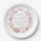 Weißes und rosa Kürbispapier Pappteller (Vorderseite)