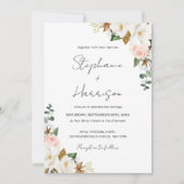 Weißes und rosa Magnolia Blumengebäck Foto Einladung (Vorderseite)