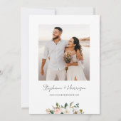 Weißes und rosa Magnolia Blumengebäck Foto Einladung (Rückseite)