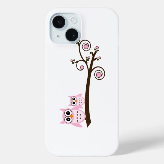 Weißes und rosa Thema Owl Case-Mate iPhone Hülle (Rückseite)