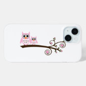 Weißes und rosa Thema Owl Case-Mate iPhone Hülle (Rückseite (Horizontal))