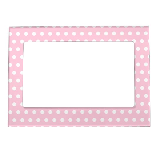 Weisses Und Rosa Tupfen Muster Magnetischer Bilderrahmen Zazzle De