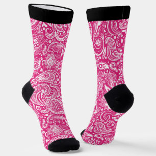 Weißes und rosa vintage-blumiges Paisleymuster Socken