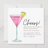 Weißes und rosafarbenes elegantes Cocktail Party G Einladung (Vorderseite)