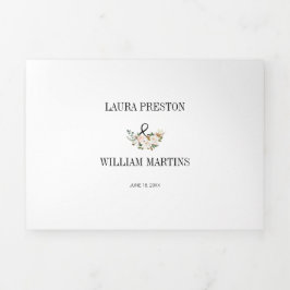 Weißes und rosafarbenes Magnolia Blossom Hochzeits Dreifach Gefaltete Einladung