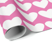 Weißes und rosafarbenes Valentinschleifpapier Geschenkpapier (Rolleneckpunkt)