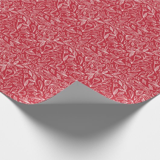 Weißes und rotes Blattwerk/Blumendesign Geschenkpapier (Ecke)