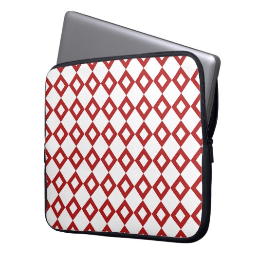 Weißes und rotes Diamantmuster Laptopschutzhülle (Vorderseite Links)
